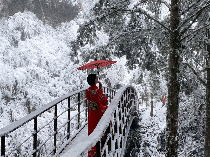 Schnee am Taipingshan (Foto: CNA)