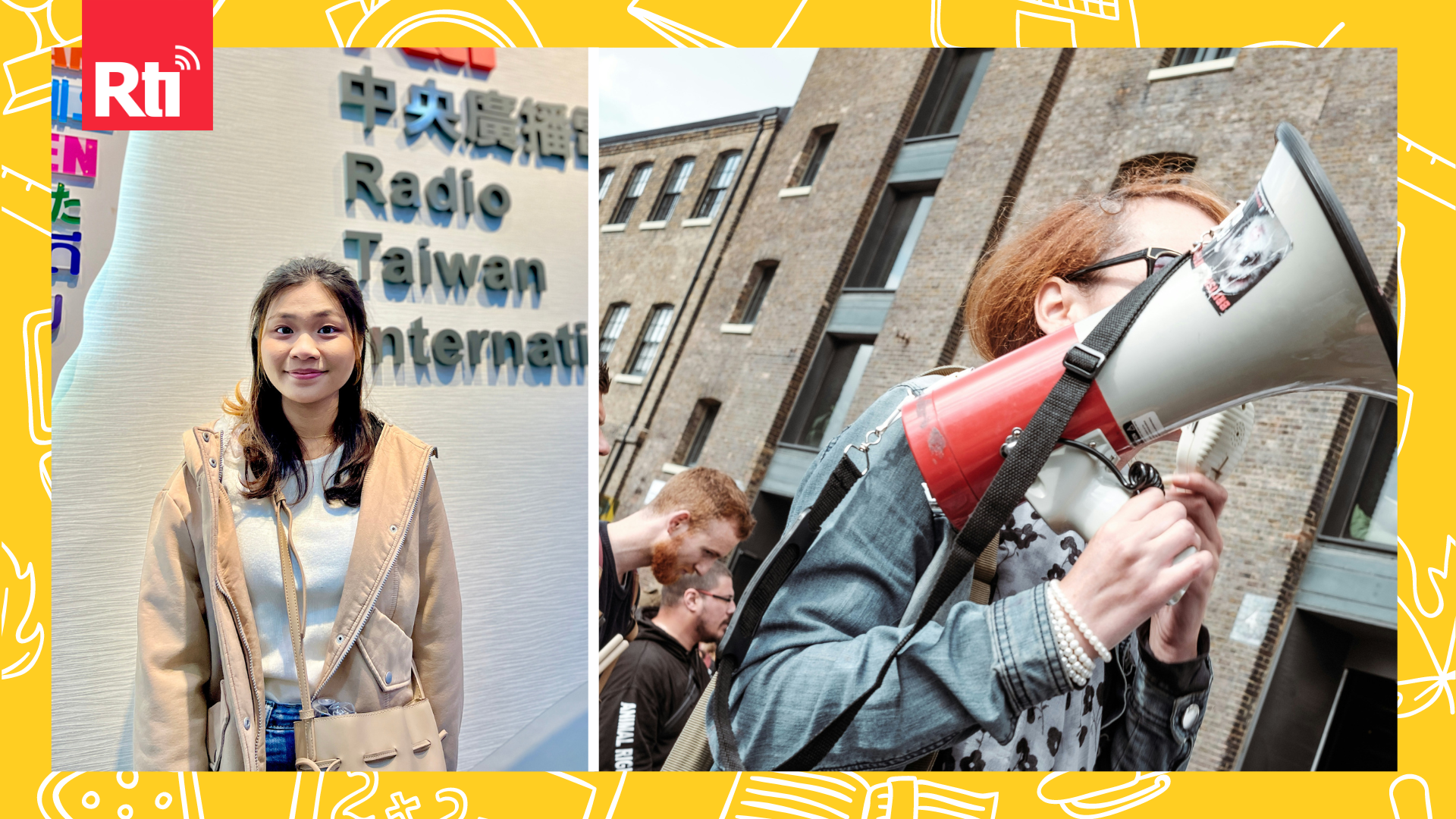 Left: Renee visits Rti. (Photo by Wanson Wang) Right: People express their opinion. (Photo by Clem Onojeghuo/Unsplash)