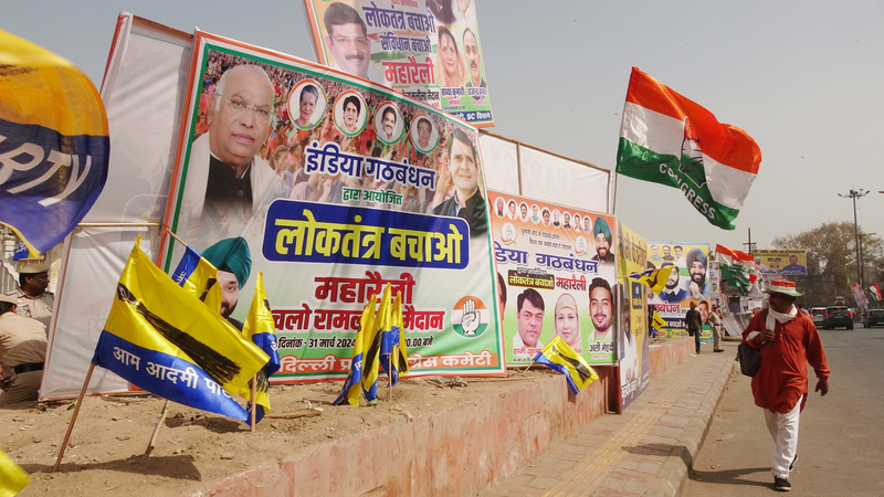 Election posters and flags in New Delhi. (Photo: CNA)