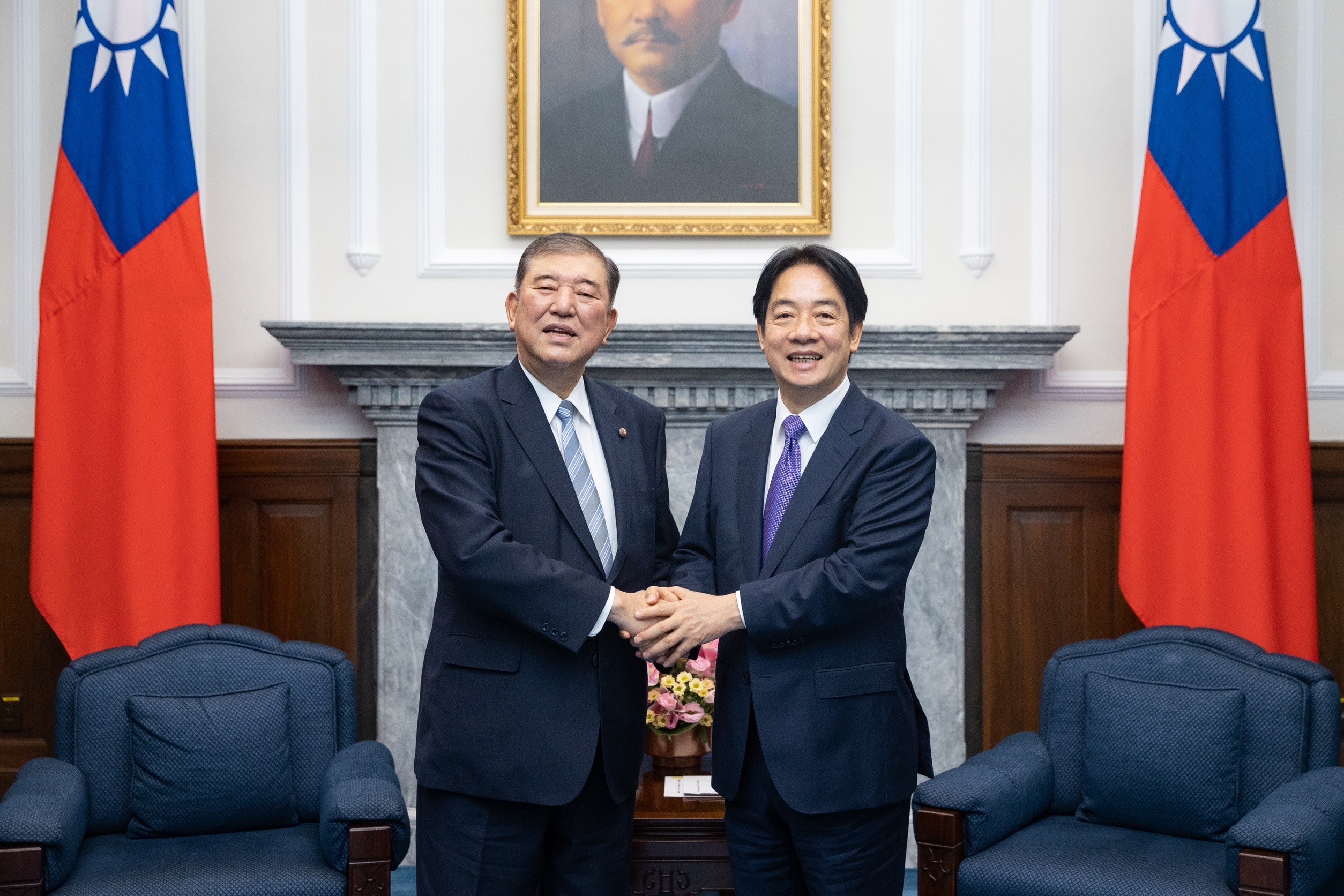 President Lai Ching-te on Tuesday met with a delegation of Japan's National Diet focused on security issues, led by former Japanese Defense Minister Shigeru Ishiba. (Photo: Presidential Office)