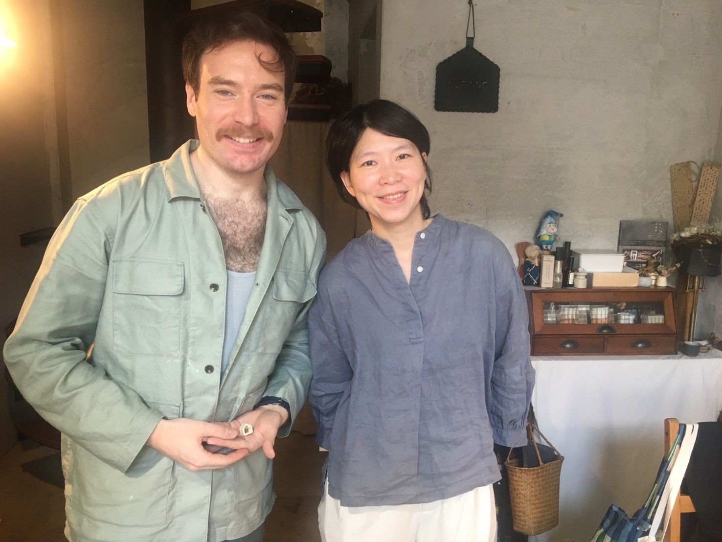 Yufan and Christopher in their shop in Kaohsiung