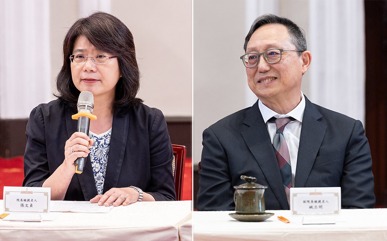Chang Wen-chen (left) is Judiciary president nominee, and Yao Li-ming (right) is Judiciary vice president nominee. (Photo: Presidential Office)