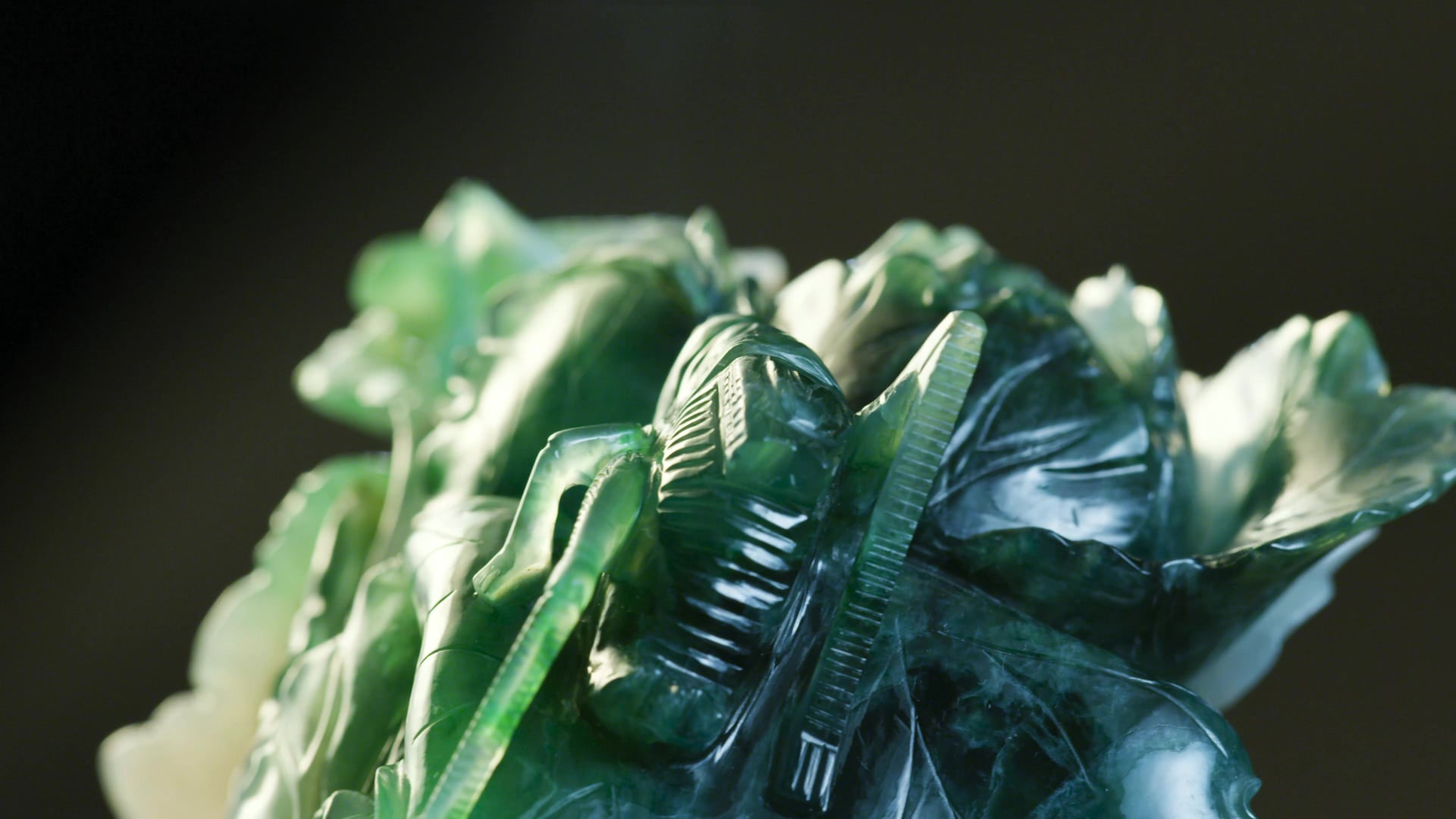 Détail du chou en jadéite (photo : musée national du Palais)