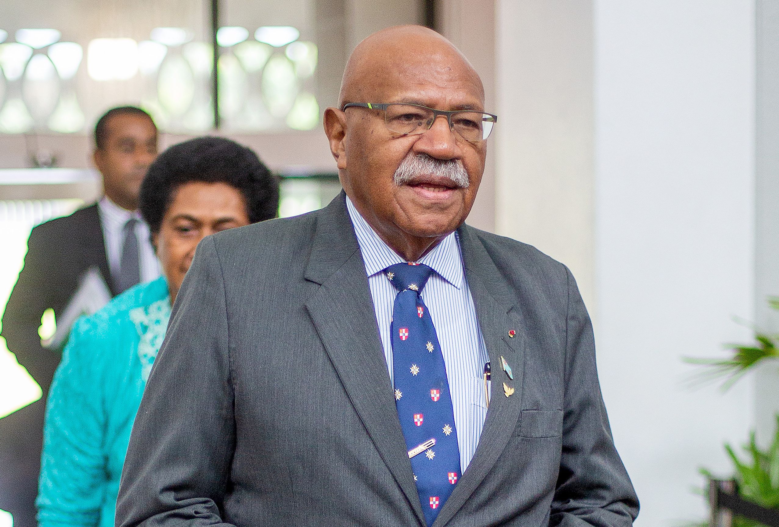 Le premier ministre des Fidji Sitiveni Rabuka lors de la retraite des dirigeants du Forum des îles du Pacifique (FIP) (Image : AFP)