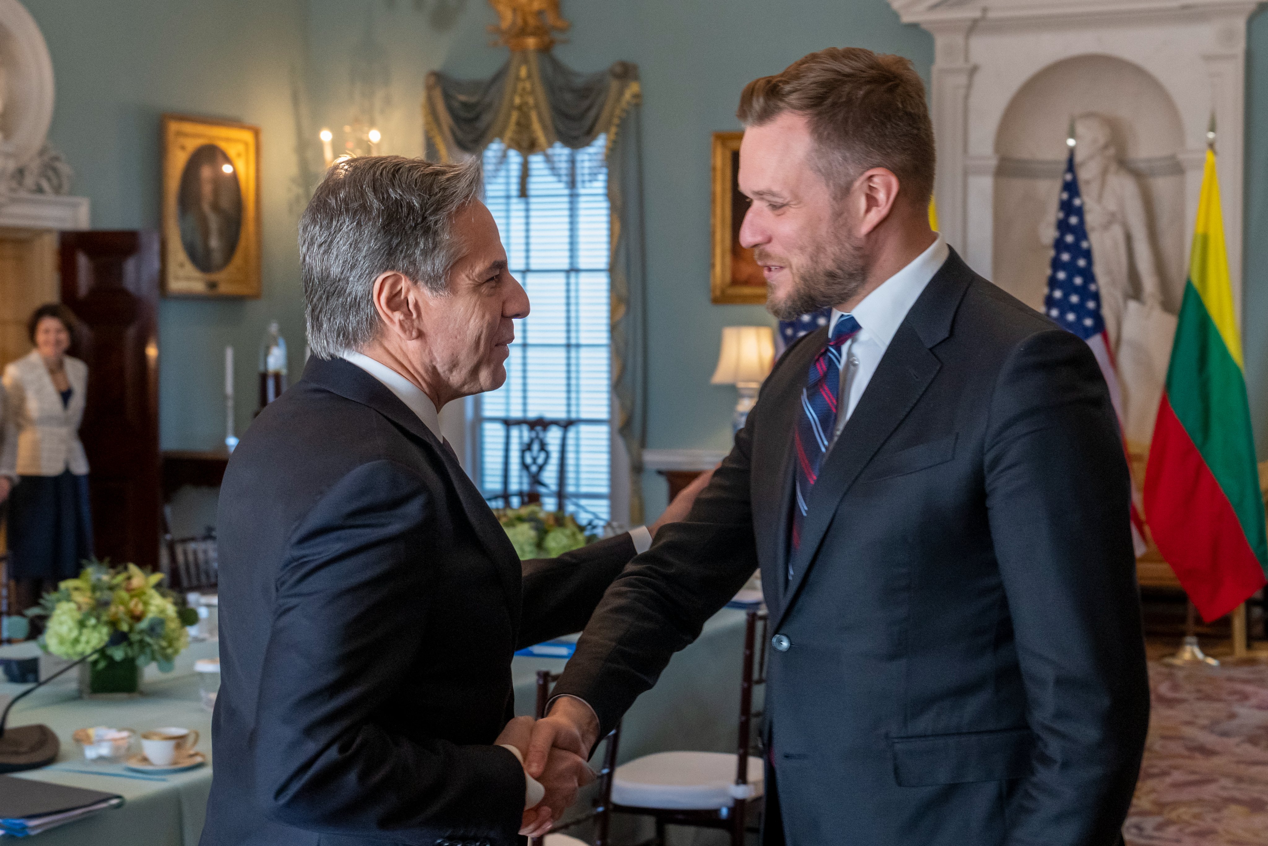 Antony Blinken a rencontré son homologue lituanien Gabrielius Landsbergisle 6 mars à Washington (photo : Twitter @SecBlinken)