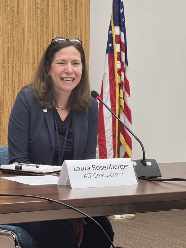 Laura Rosenberger, présidente de l’American Institute in Taiwan (AIT), est à Taïwan pour rencontrer les candidats à l'élection présidentielle de janvier 2024 (photo CNA)