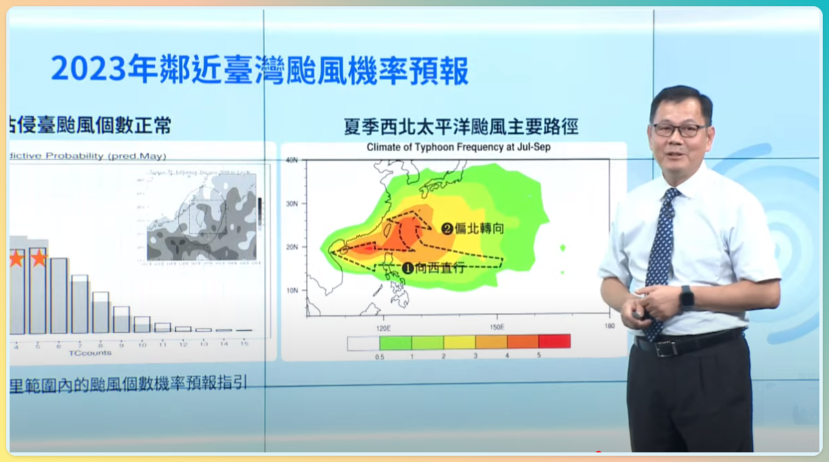 Lu Guo-chen (呂國臣), directeur du bureau central de météorologie (CWB), a présenté aujourd’hui les prévisions en matière de typhon pour cette année (capture de la conférence de presse diffusée sur CWB)
