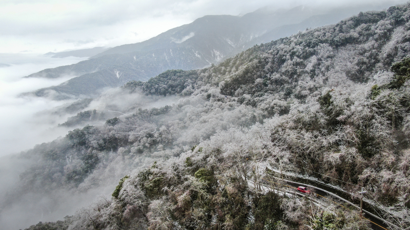 Une vaguie de froid blanchit les montagnes de Taïwan (Photo CNA)
