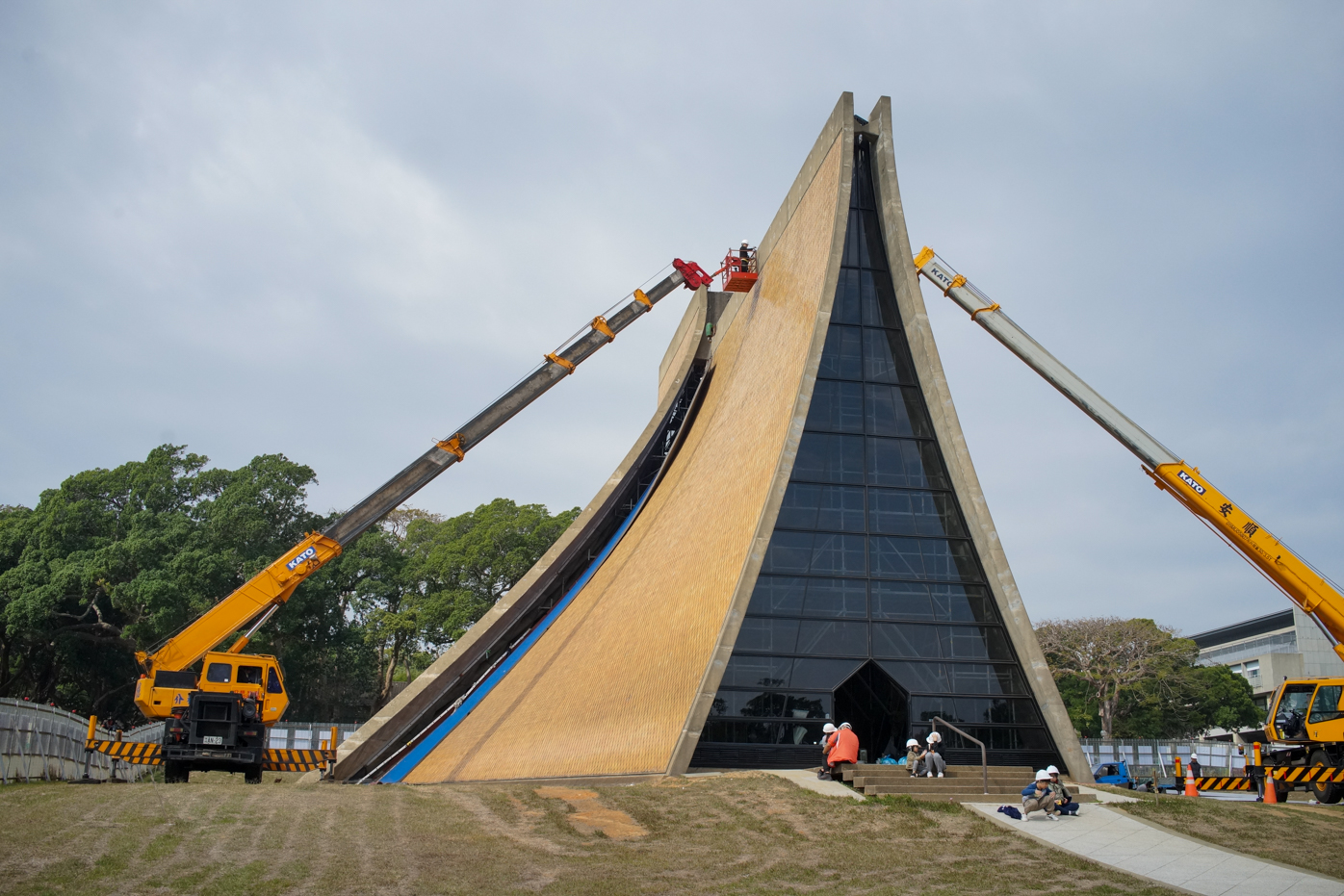 La chapelle commémorative Luce, située sur le campus de l'Université Tunghai à Taichung, est actuellement en rénnovation, 60 ans après sa construction (photo : Sasa)