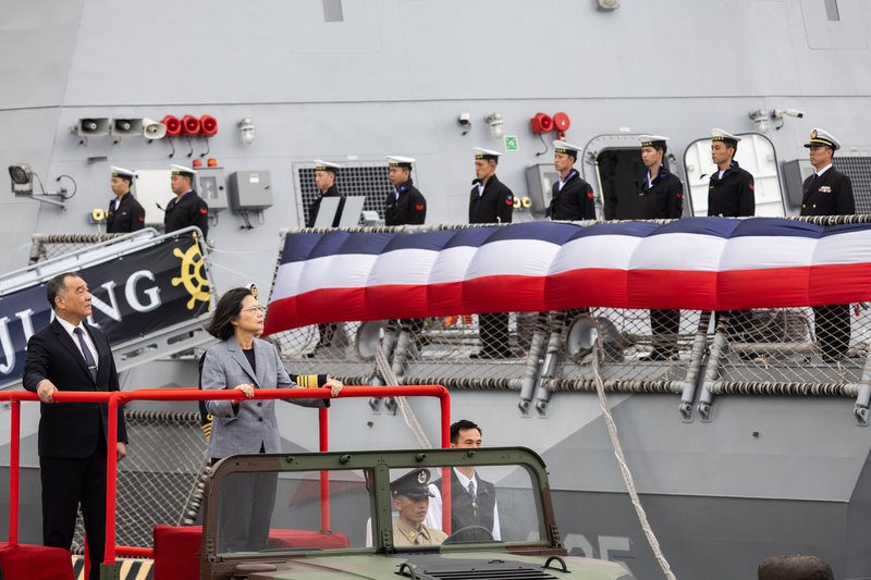 La Présidente Tsai Ing-wen lors de la cérémonie de réception des corvettes An Chiang et Wan Chiang le 26 mars 2024 (photo CNA)