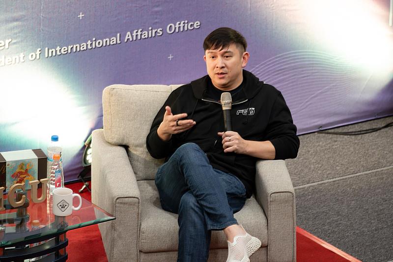 Kevin Lin fondateur de Metatheory et co-fondateur de Twitch lors d'une conférence à l'université Mingchuan (photo CNA)