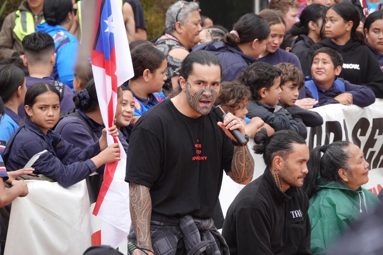 Eru Kapa-Kingi, porte-parole du mouvement te Hīkoi mō te Tiriti (Honour the Treaty) (Image : FB RNZ)