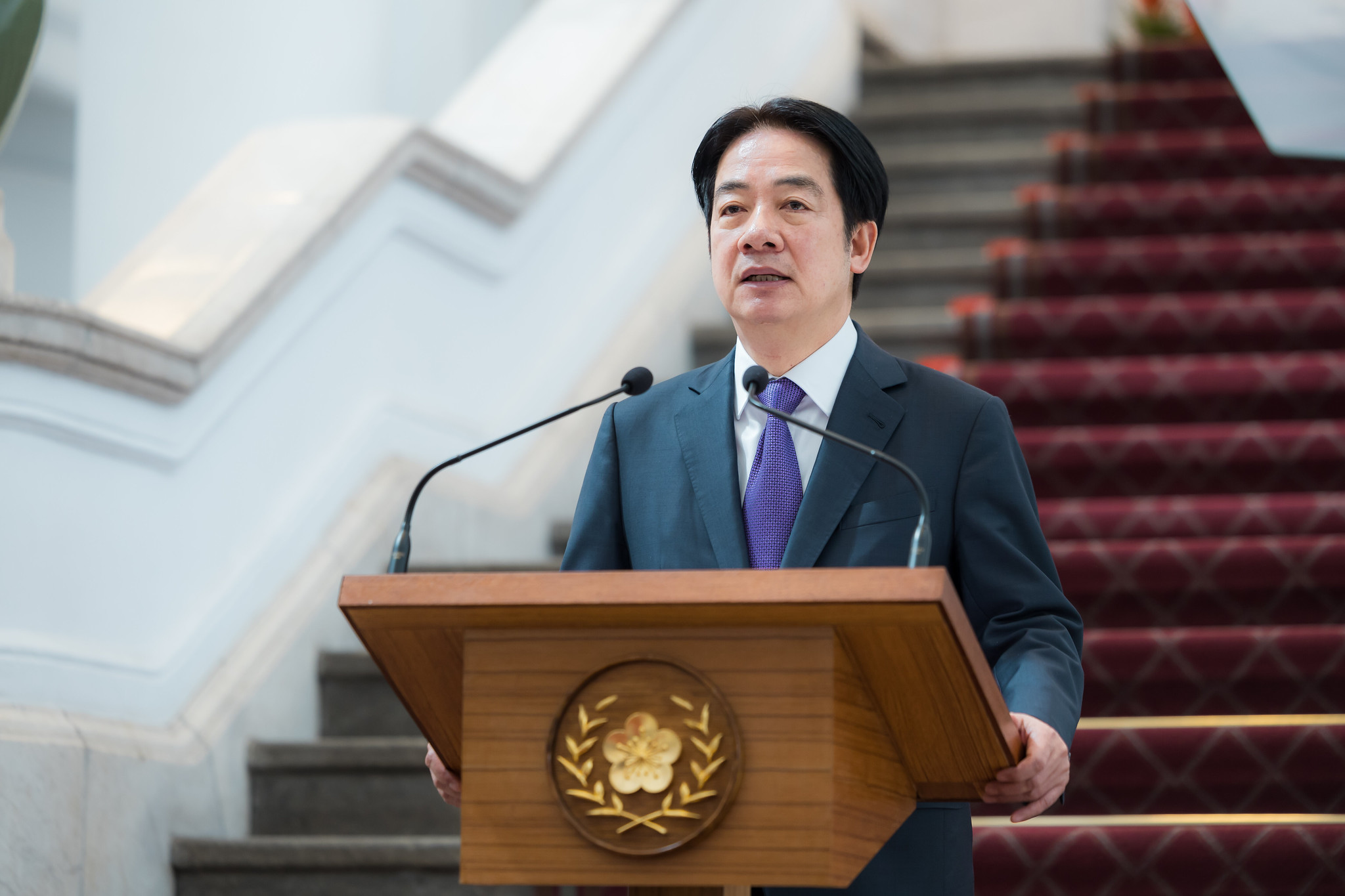 Lai Ching-te annonce les orientations de ses politiques à l'issue d'une réunion des hauts responsables gouvernementaux (Photo Palais présidentiel)