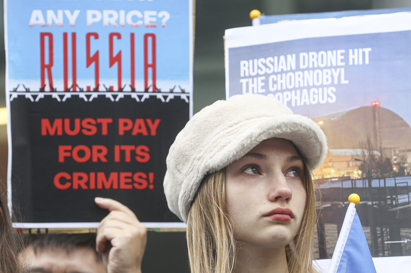 Manifestation des Ukrainiens à Taiwan contre l'invasion de l'Ukraine par la Russie (photo CNA)