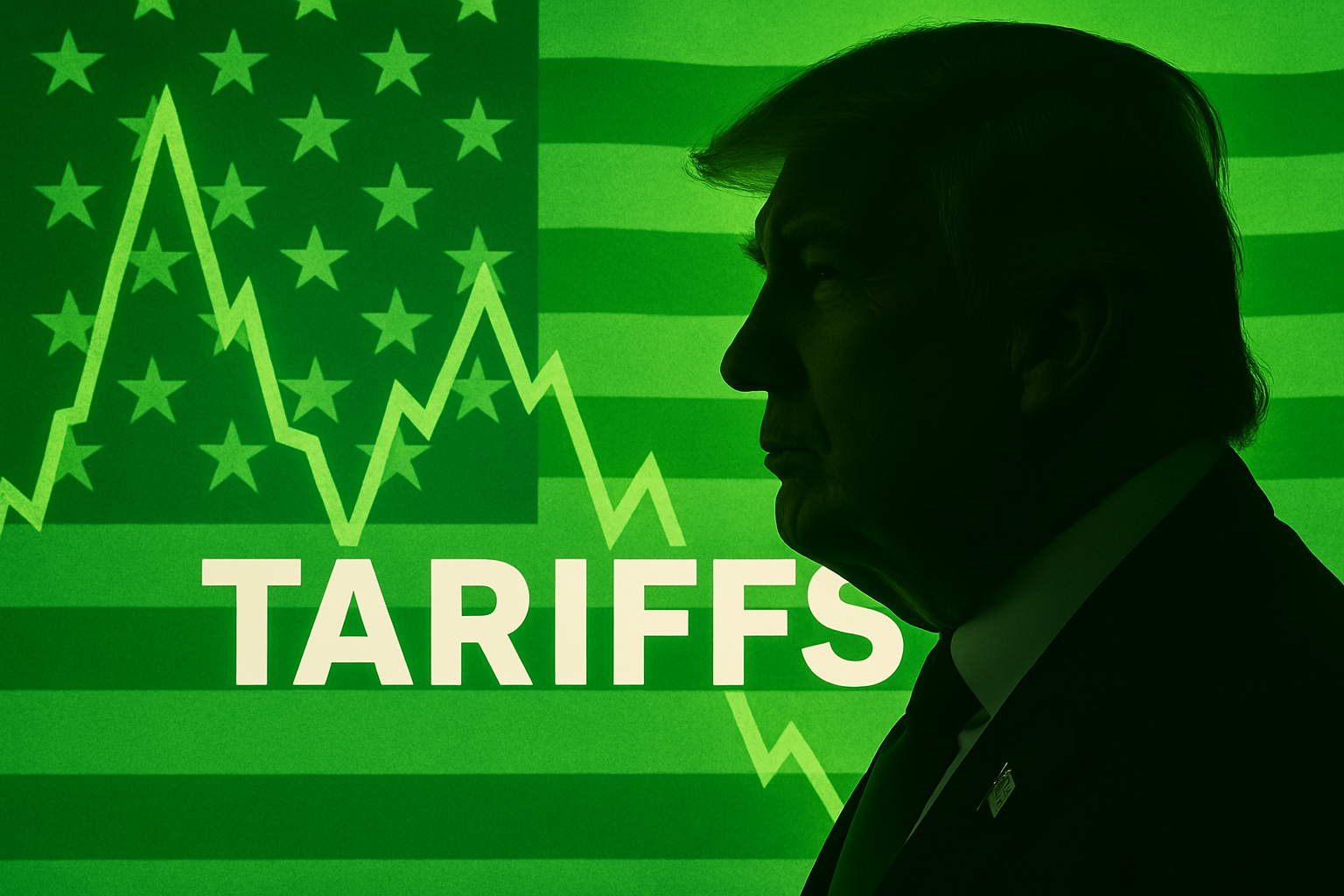 Illustration des taxes douanières imposées par Donald Trump et de leur impact sur l'économie (image générée par IA)