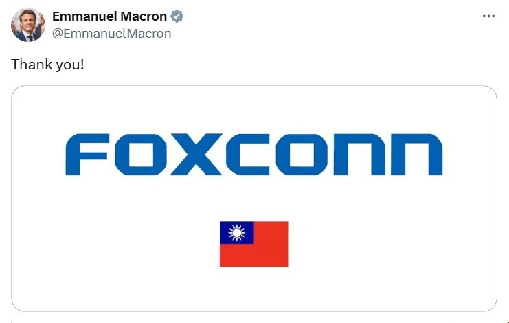 Emmanuel Macron remercie les entreprises qui ont choisi d'investir en France (Photo compte X Macron)