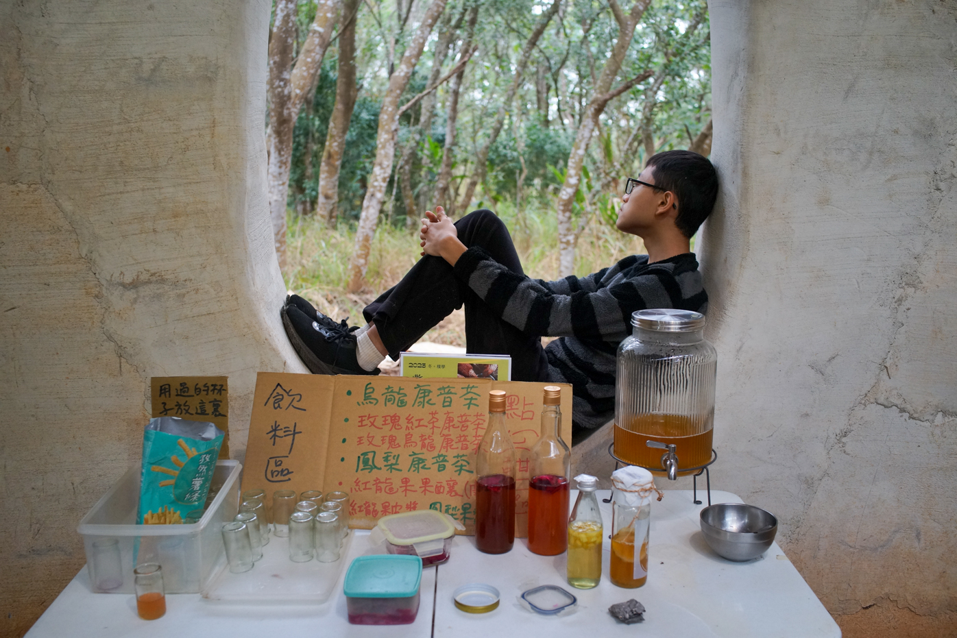 Le petit stand de Kombucha de Mulan (photo : Sasa)