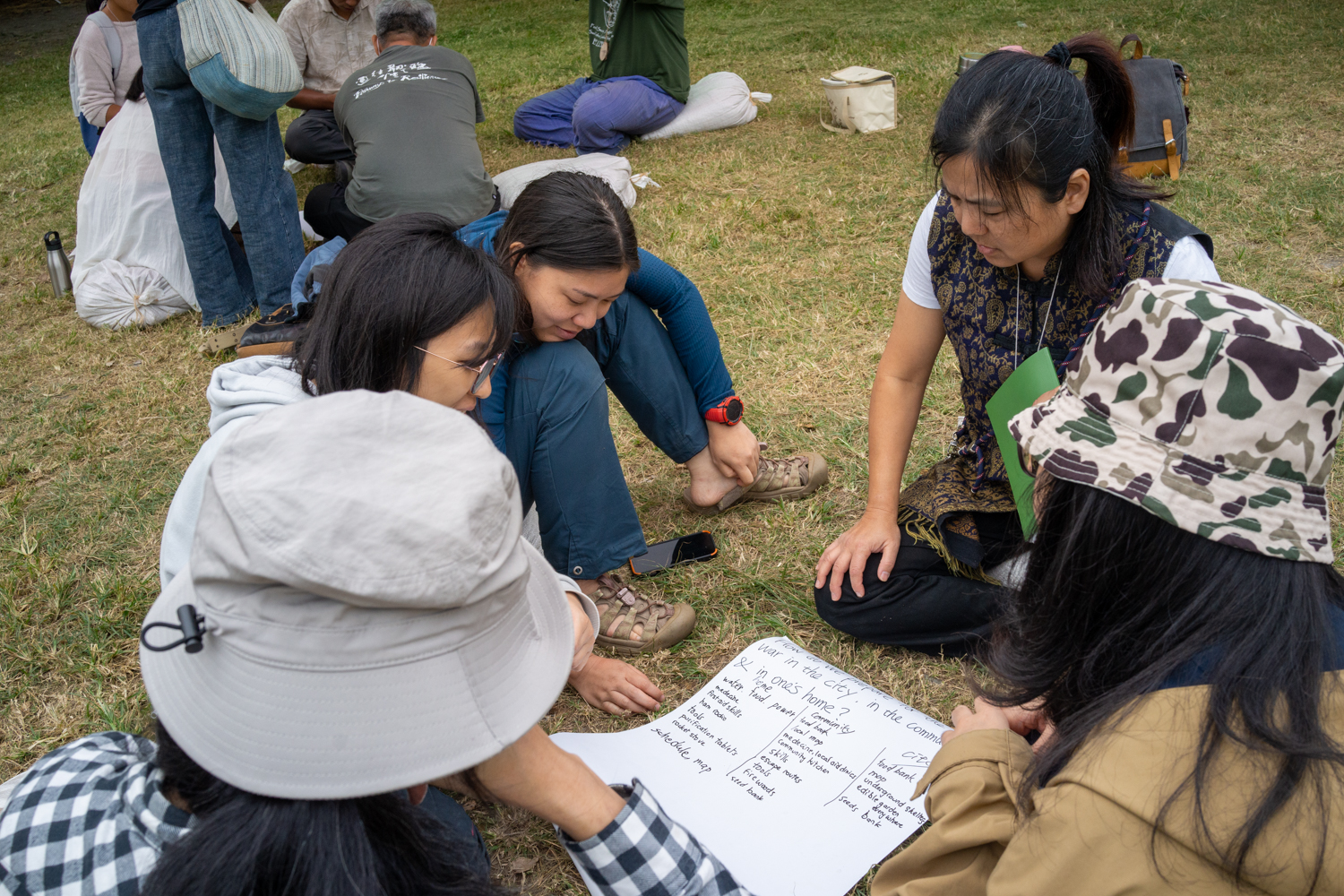 Atelier de brainstorming sur comment la permaculture peut aider en cas de guerre (photo : Sasa)