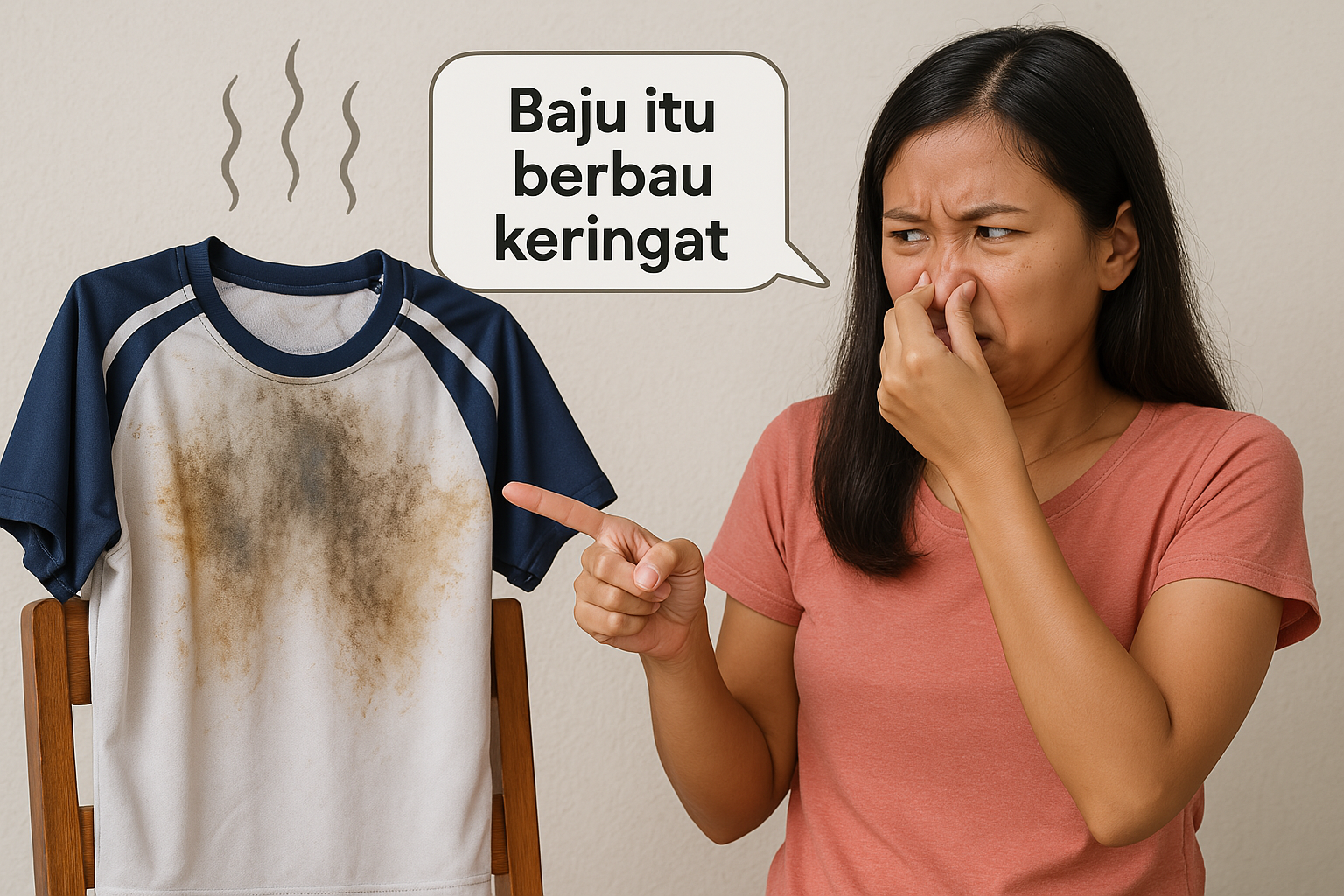 Baju itu berbau keringat.