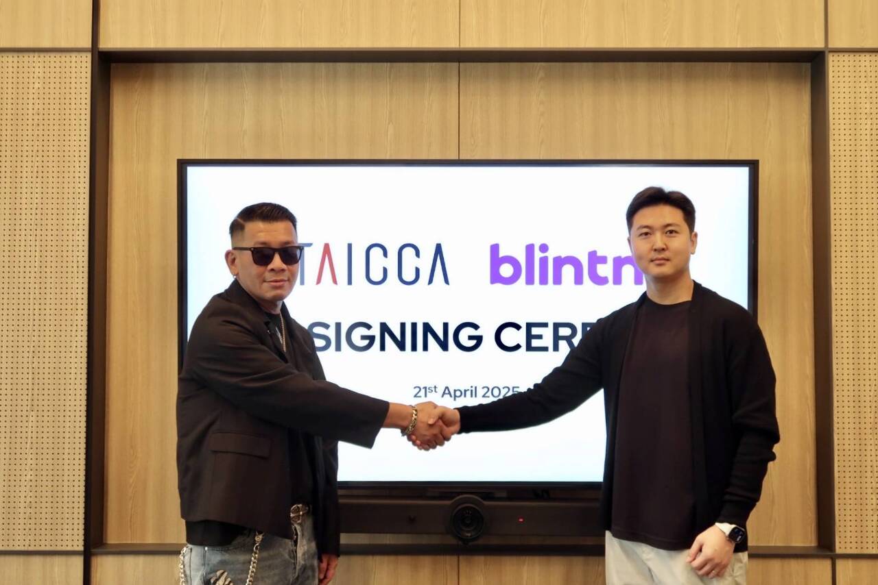 문화내용책진원 이사장 차이자쥔(蔡嘉駿, 좌)과 블린튼(Blintn) CEO 피터 최(Peter Choe, 우)가 협력협약을 체결했다. – 사진: 문화내용책진원 제공