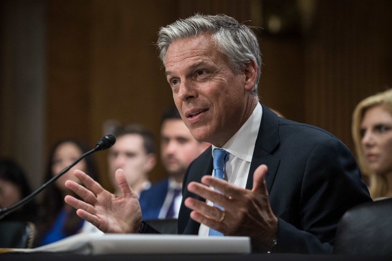 美國媒體6日報導，美國駐俄羅斯大使洪博培(Jon Huntsman)即將去職，並考慮回鍋競選猶他州州長。 (檔案照片／AFP)