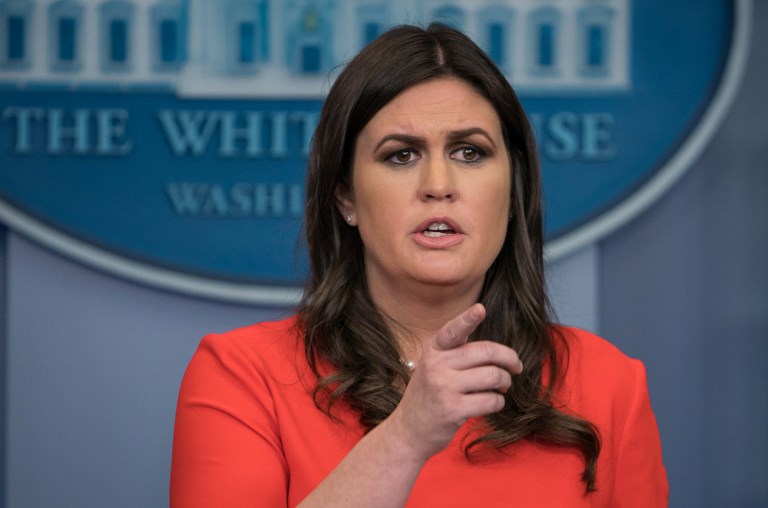 白宮發言人桑德斯(Sarah Huckabee Sanders) (AFP)