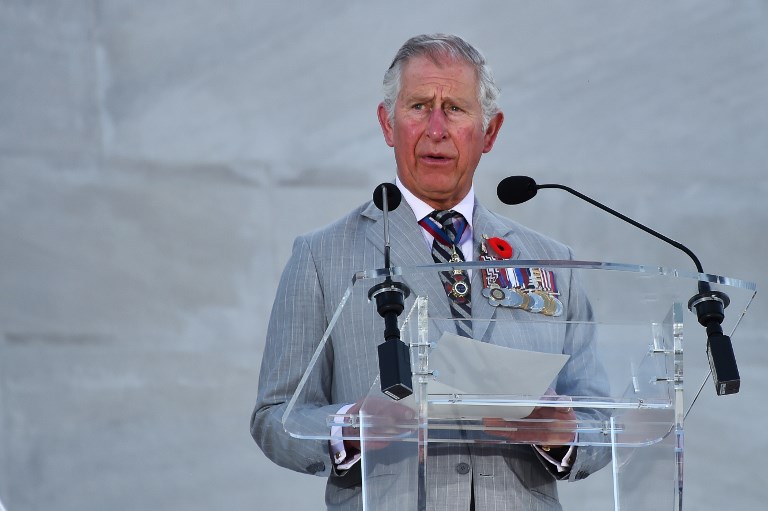 英國王儲威爾斯親王查爾斯王子確診武漢肺炎。(AFP)