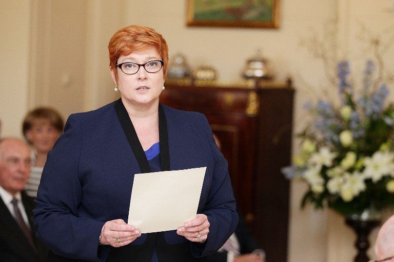澳洲外交部長潘恩(Marise Payne)警告中國政府，在澳洲推動COVID-19全球大流行的調查之際，不要試圖對澳洲施加「經濟脅迫」。(AFP)