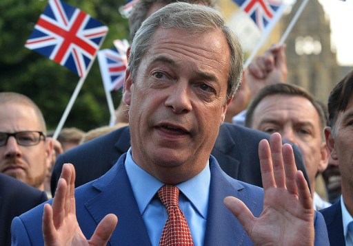 脫歐黨黨魁法拉吉(Nigel Farage)。(資料照/AFP)