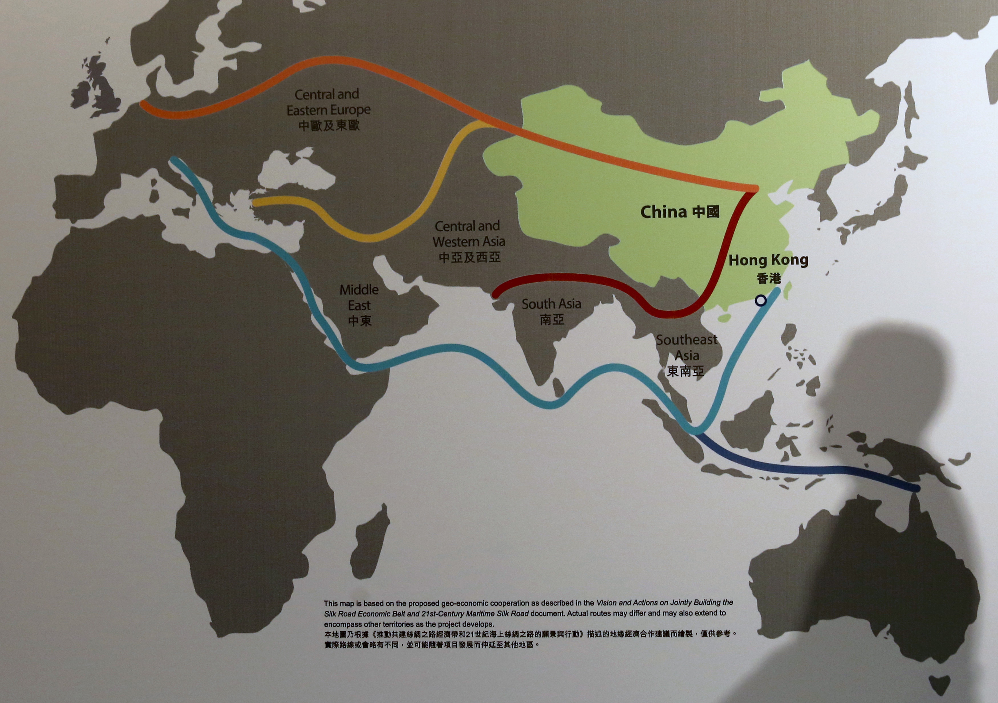 一帶一路橫跨亞非歐路線圖(路透社/達志影像)