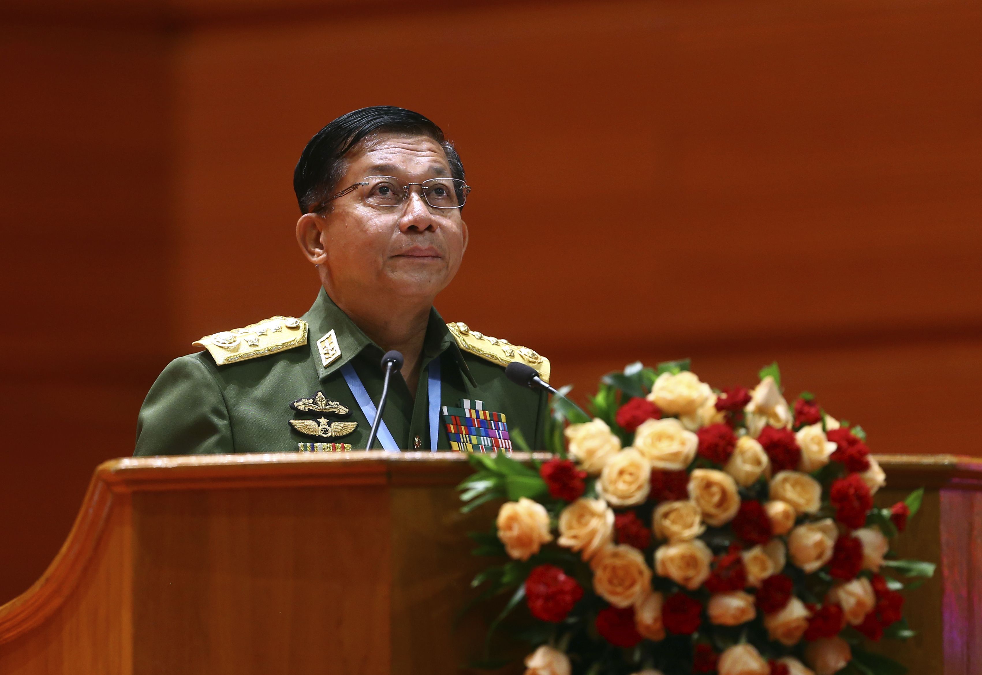 緬甸軍方總司令敏昂萊(Min Aung Hlaing)(AP/達志影像)