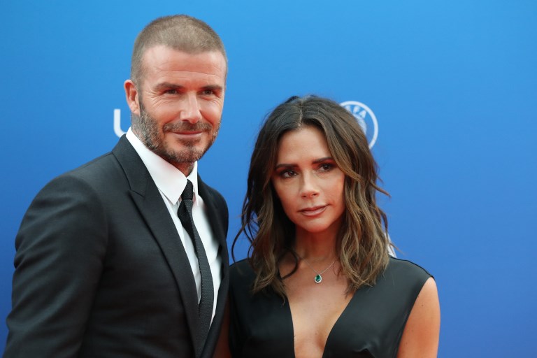前英格蘭足球金童貝克漢(David Beckham)夫婦，今年3月在美國洛杉磯確診。 (AFP)