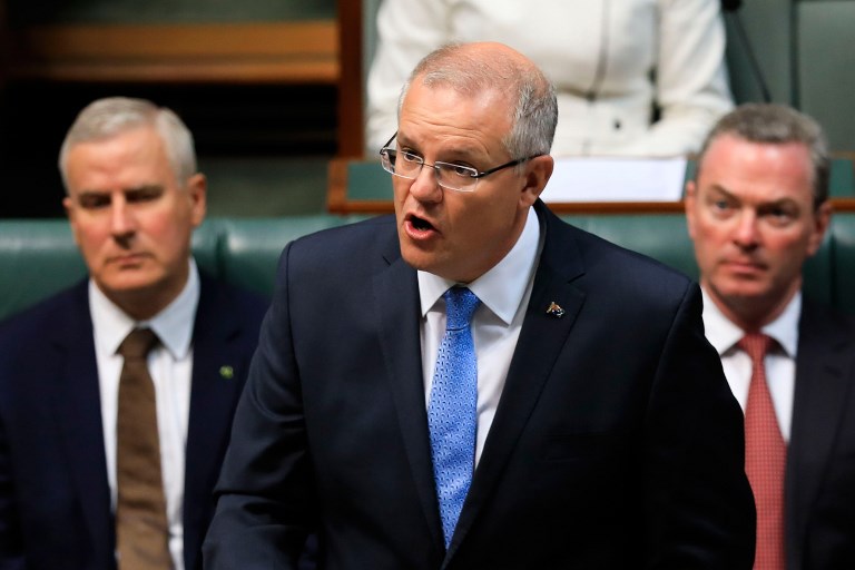 澳洲總理莫里森(Scott Morrison)說，香港的局勢「極度令人擔憂」，他的政府正在「非常積極地」考慮歡迎港人的提議。 (AFP)