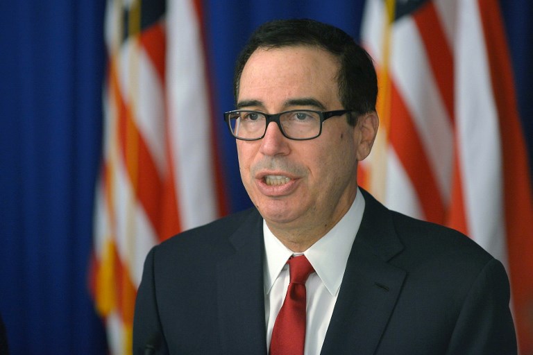 美國財政部長梅努欽(Steven Mnuchin) (AFP)