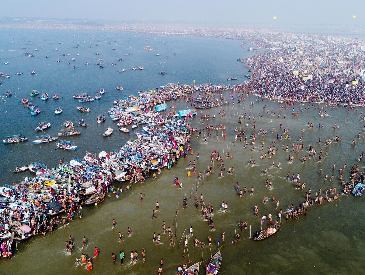 集聚大批信徒的慶典「大壺節」(Kumbh Mela)可能使印度COVID-19病例激增。(資料照 / 圖：Kumbh Mela Police UP 2019推特)