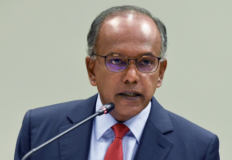 新加坡內政部長尚穆根(K. Shanmugam)。(AFP)