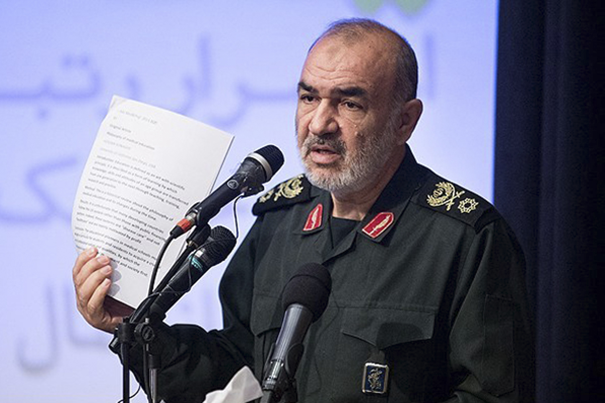 伊朗革命衛隊(Revolutionary Guards)最高指揮官沙拉米(Hossein Salami)。(美聯社/達志影像)