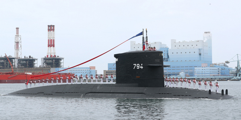 圖為劍龍級潛艦海虎軍艦，攝於海軍潛艦國造專用廠房動土典禮。(資料照/中央社)