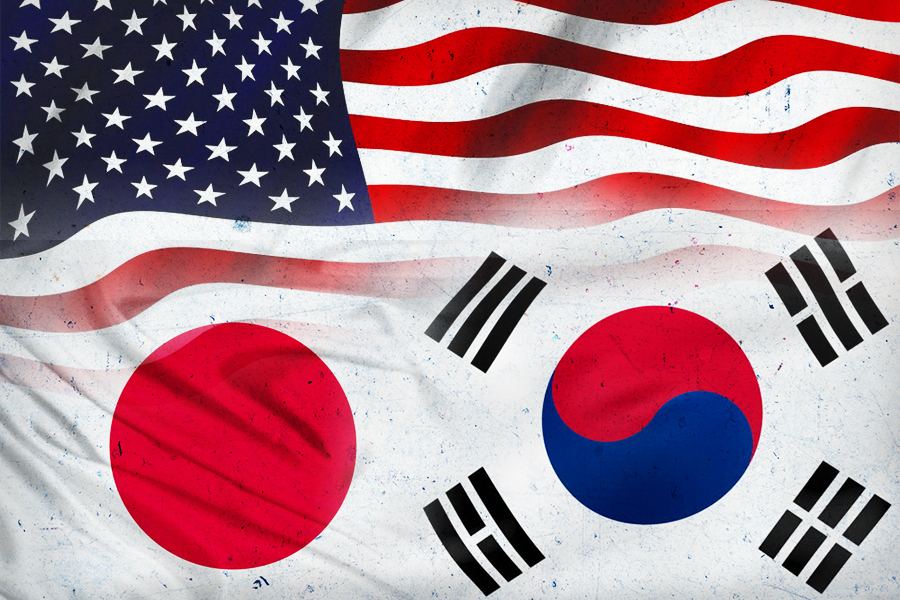 美日韓峰會由美國總統拜登主辦，將在美國華府近郊大衛營(Camp David)舉行。日本首相岸田文雄、韓國總統尹錫悅將出席。(合成圖)