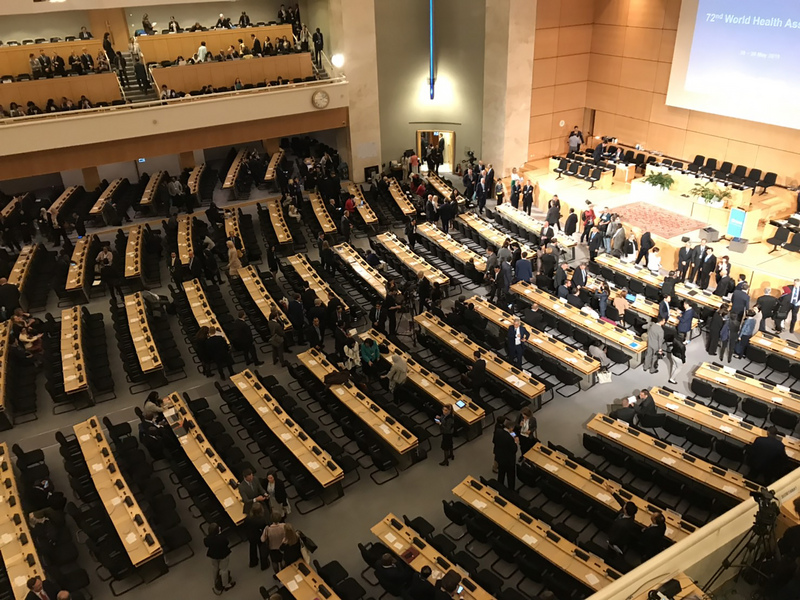 美正尋求盟友支持，恢復台灣世衛觀察員地位。圖為第72屆世界衛生大會。(中央社)