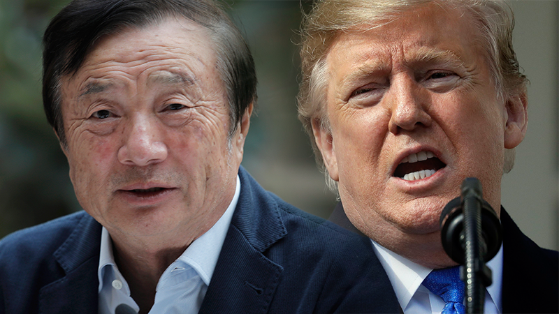 面對美國新禁令封殺，華為陷入晶片斷供危機。創辦人任正非(左)曾說，「美國的一些政治家希望我們死」，如今輪值董事長郭平也承認目前最要緊的是求生存。（合成圖）