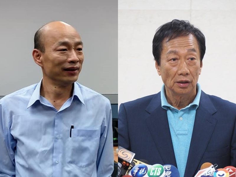 針對香港「反送中」遊行，高雄市長韓國瑜今天表示，香港的「一國兩制」不適用台灣；鴻海董事長郭台銘則直指「一國兩制」是失敗的。(RTI合成圖)