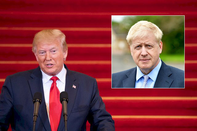 美國總統川普與英國首相強生通話，雙雙重申將致力於在英國脫歐後敲定自由貿易協議、強化兩國關係。（合成圖／White House）