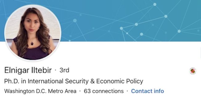 美籍維吾爾族女性學者伊勒特比爾(Elnigar Iltebir)出任美國國家安全委員會中國事務部主任。圖為她在領英網站的資料照。(Elnigar Iltebir/LinkedIn)