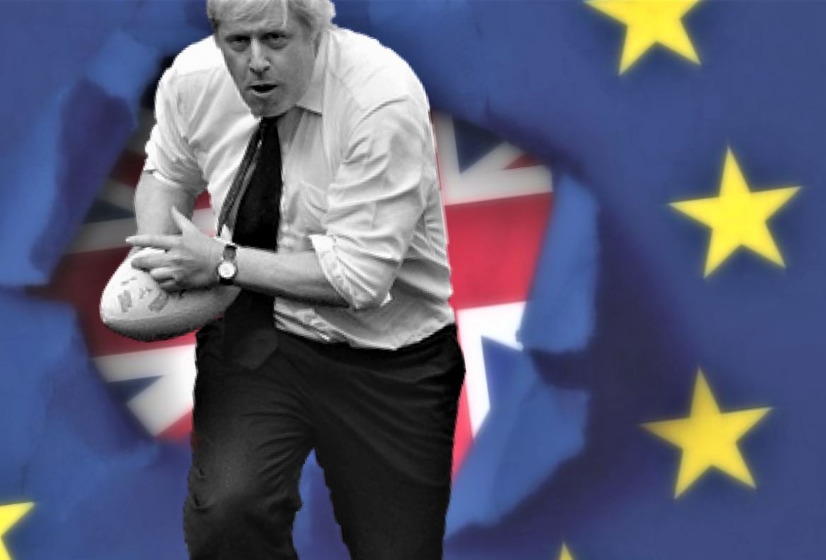 英國首相強生23日提醒大家，別期待他在紐約聯合國大會場邊有關英國脫歐的會談，會促成重大突破。(圖取自stickpng/曾國華合成)