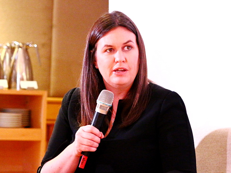 美國白宮前發言人桑德斯(Sarah Sanders)表示，希望台灣的領導人可以持續對抗邪惡、做正確的事 (央廣記者王照坤 攝)