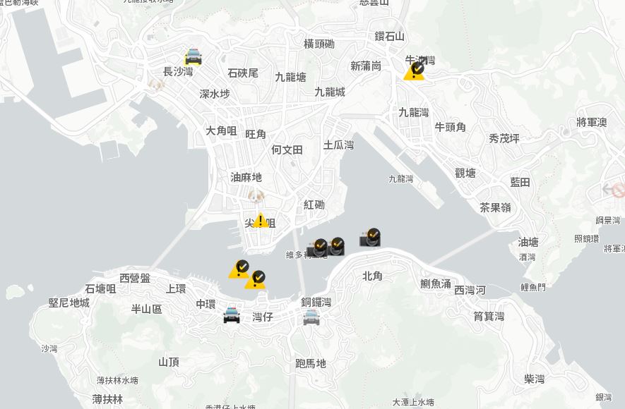 香港示威者愛用的抗爭地圖app，日前遭蘋果HKmap.live下架，但美跨黨派議員致函蘋果，為香港地圖app請命(截圖自hkmap.live)