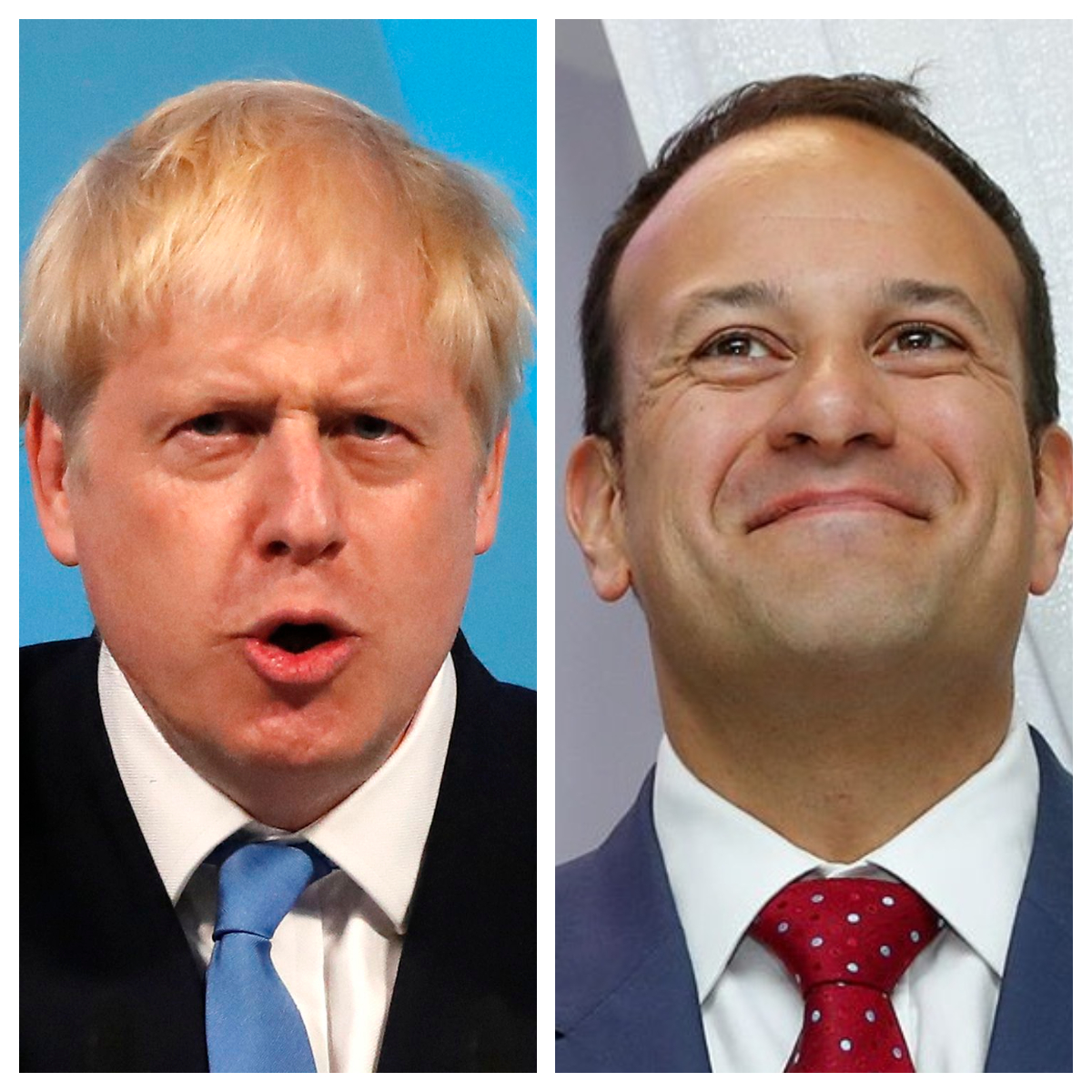 英國首相強生(Boris Johnson)將在今天(10日)會見愛爾蘭總理瓦拉德卡(Leo Varadkar)，進行一場孤注一擲的英國脫歐會談。(合成圖)