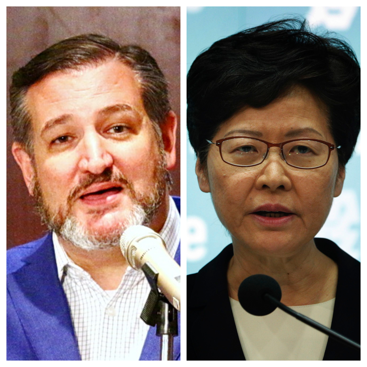 美參議員克魯茲(圖／王照坤)與林鄭月娥(圖／美聯社)會晤遭取消(合成圖)