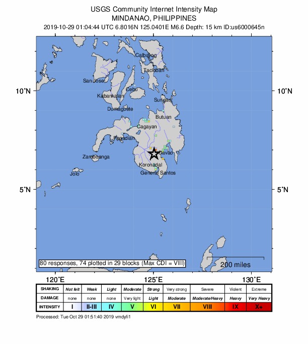 菲律賓南部地震，規模6.7。(圖:USGS)